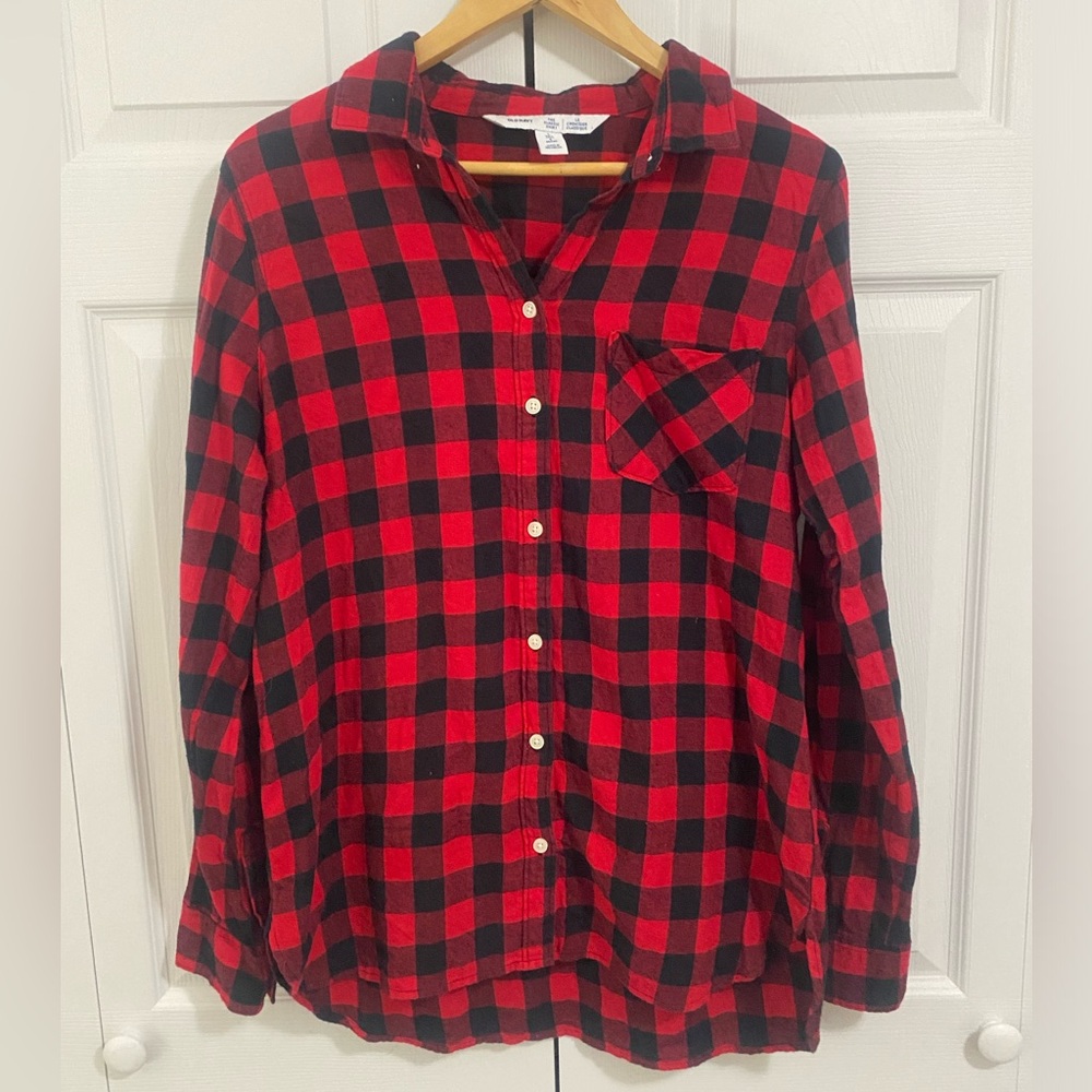 Old Navy Red and Black Checkered Shirt